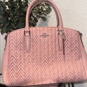 Coach Light Pink Quilted Satchel